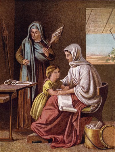 The Child Timothy reading the Holy Scriptures by English School