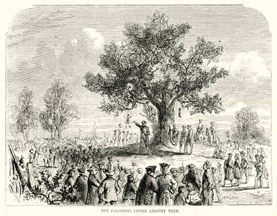 The Colonists under Liberty Tree by English School