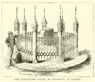 The Coronation Stone, at Kingston, in Surrey by English School