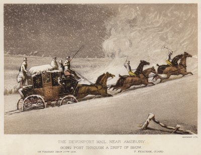 The Devonport Mail, Near Amsbury, Going Post Through a Drift of Snow by English School
