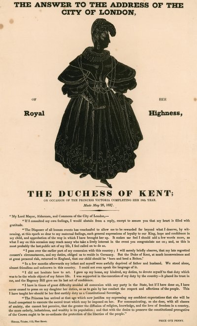 The Duchess of Kent on the Occasion of Princess Victoria Completing Her 18th Year by English School