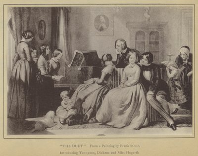 The Duet, from a Painting by Frank Stone, Introducing Tennyson, Dickens and Miss Hogarth by English School