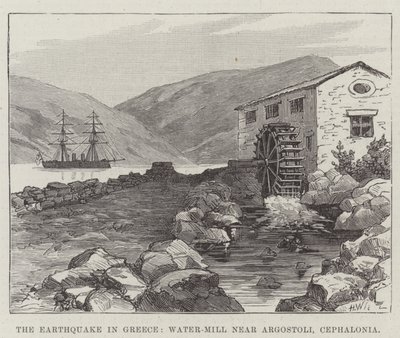 The Earthquake in Greece, Water-Mill near Argostoli, Cephalonia by English School