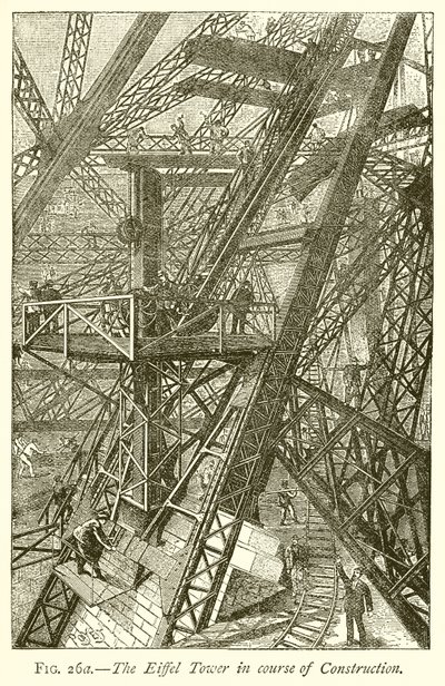 The Eiffel Tower in Course of Construction by English School