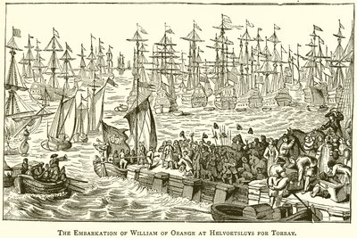 The Embarkation of William of Orange at Helvoetsluys for Torbay by English School