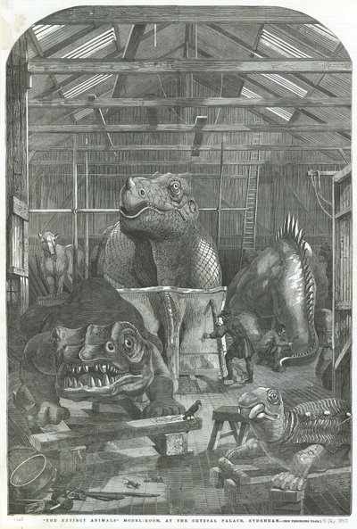 The Extinct Animals Model Room, at the Crystal Palace, Sydenham by English School