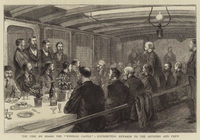 The Fire on Board the "Windsor Castle", Distributing Rewards to the Officers and Crew by English School