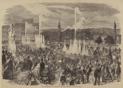The First Display of the Fountains on the Upper Terrace of the Crystal Palace by English School