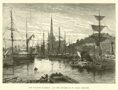 The Floating Harbour, and the Church of St. Mary Redcliffe by English School