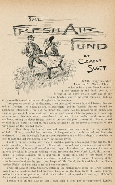 The Fresh Air Fund by Clement Scott by English School