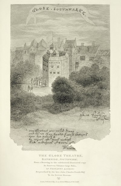 The Globe Theatre, Bankside, Southwark, after a drawing from Pennants London, first published 1793, engraved by James Stow, published 1812 by English School