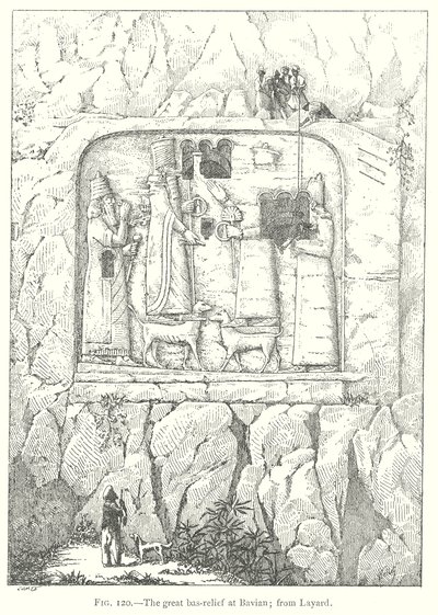The Great Bas-Relief at Bavian; from Layard by English School