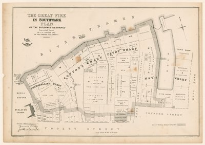 The Great Fire in Southwark Plan by English School