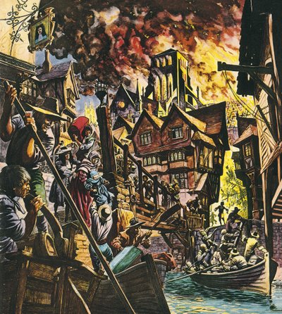 The Great Fire of London by English School