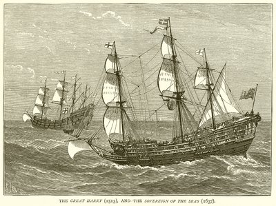 The Great Harry and the Sovereign of the Seas by English School