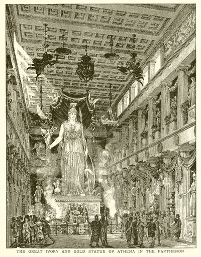 The Great Ivory and Gold Statue of Athena in the Parthenon by English School