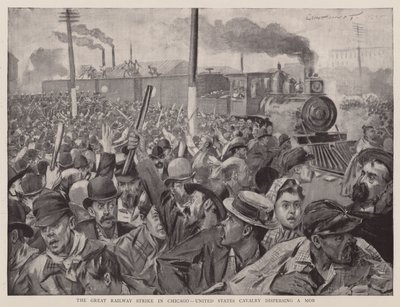 The Great Railway Strike in Chicago, United States Cavalry Dispersing a Mob by English School