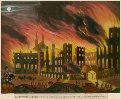 The Houses of Lords and Commons as They Appeared on Fire, 16 October 1834 by English School