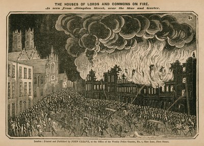 The Houses of Lords and Commons on Fire by English School