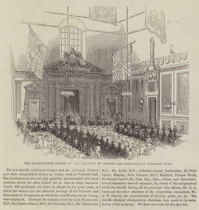 The Inauguration Dinner of the Sheriffs of London and Middlesex at Vintners