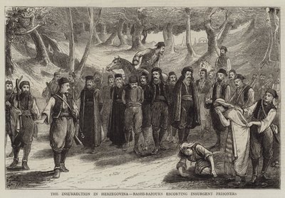 The Insurrection in Herzegovina, Bashi-Bazouks Escorting Insurgent Prisoners by English School