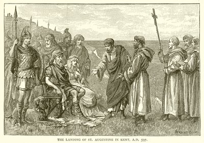 The Landing of St. Augustine in Kent, A.D. 597 by English School