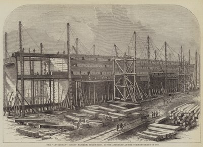 The "Leviathan" (Great Eastern) Steam-Ship, as she appeared at the Commencement of 1855 by English School