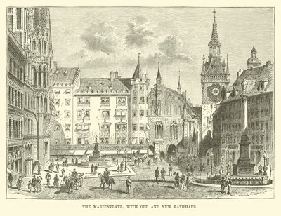 The Marienplatz, with Old and New Rathaus by English School