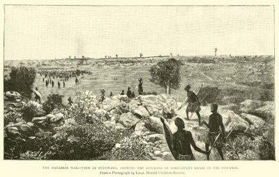 The Matabele War, view of Buluwayo, showing the stockade of Lobengula