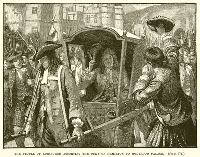 The People of Edinburgh Escorting the Duke of Hamilton to Holyrood Palace by English School