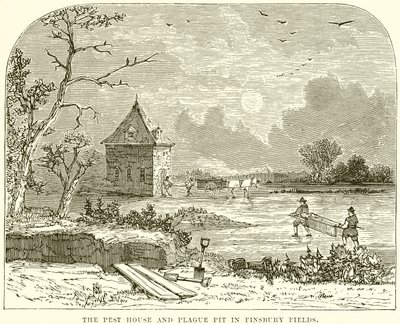 The Pest House and Plague Pit in Finsbury Fields by English School