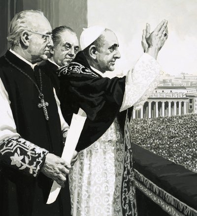 The Pope, waving to the crowds by English School