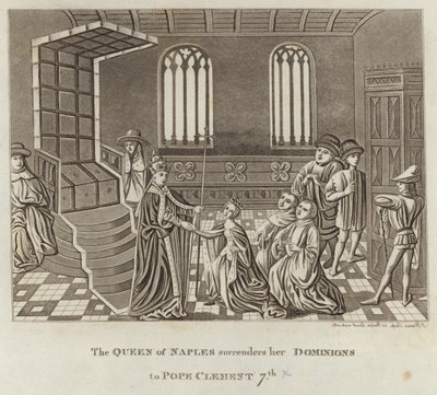 The Queen of Naples Surrenders Her Dominions to Pope Clement VII by English School