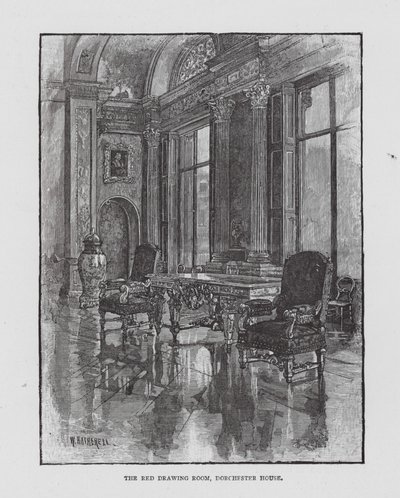 The Red Drawing Room, Dorchester House by English School