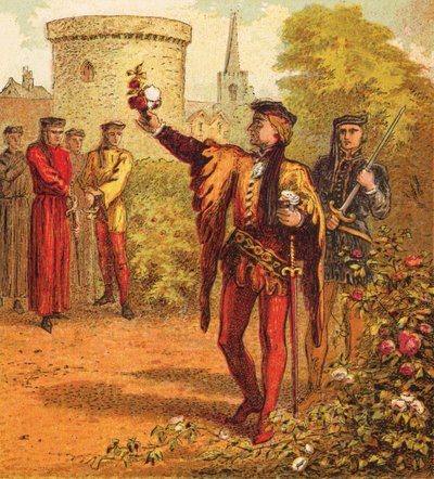 The Red and White Roses by English School