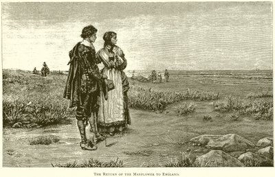 The Return of the Mayflower to England by English School