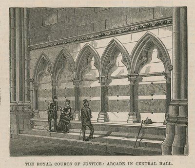 The Royal Courts of Justice: Arcade in Central Hall by English School