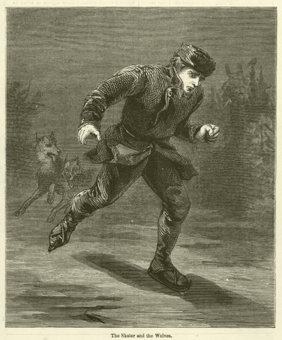 The Skater and the Wolves (engraving) by English School