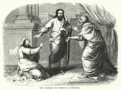The Woman of Tekoah, Drouais (engraving) by English School
