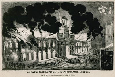 The Awful Destruction of the Royal Exchange, London, by Fire on the Night of 10 January 1838 by English School