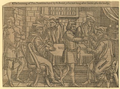 The Burning of Thomas Tomkins by English School