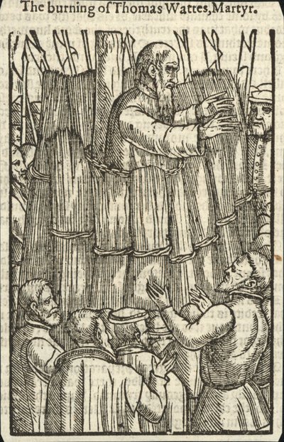 The Burning of Thomas Wattes, Martyr by English School
