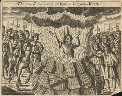 The Cruel Burning of Robert Samuel, Martyr by English School