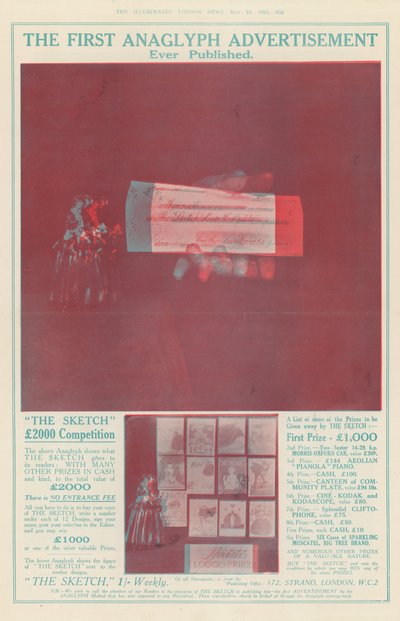 The First Anaglyph Advertisement Ever Published by English School