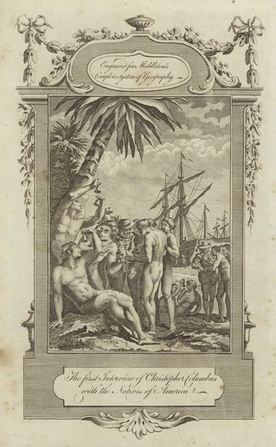 The First Interview of Christopher Columbus with the Natives of America by English School