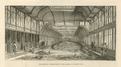 The Floating Swimming Bath in the Thames at Charing Cross by English School