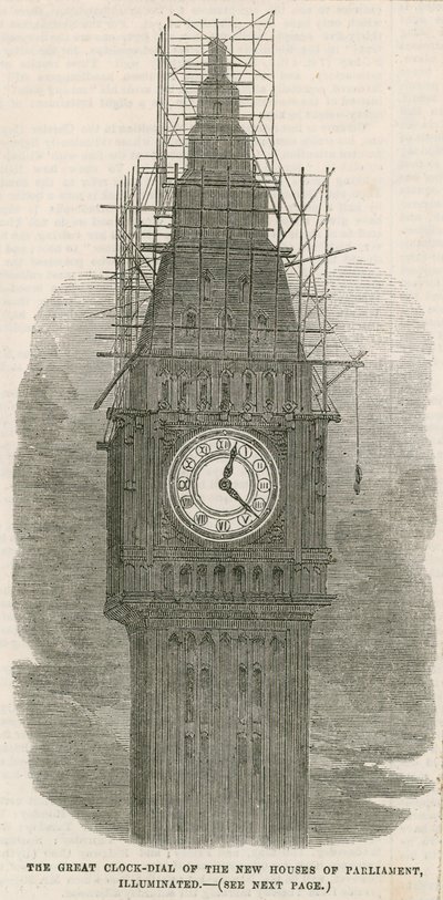The Great Clock Tower of the New Houses of Parliament by English School