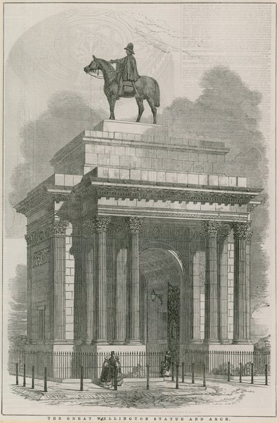 The great Wellington statue and Arch, Hyde Park Corner, London by English School