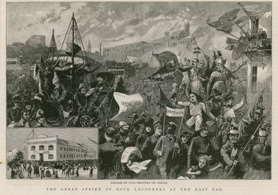 The Great Strike of Dock Labourers at the East End by English School