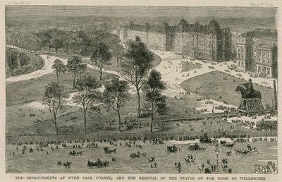 The improvements at Hyde Park Corner, and the removal of the statue of the Duke of Wellington by English School